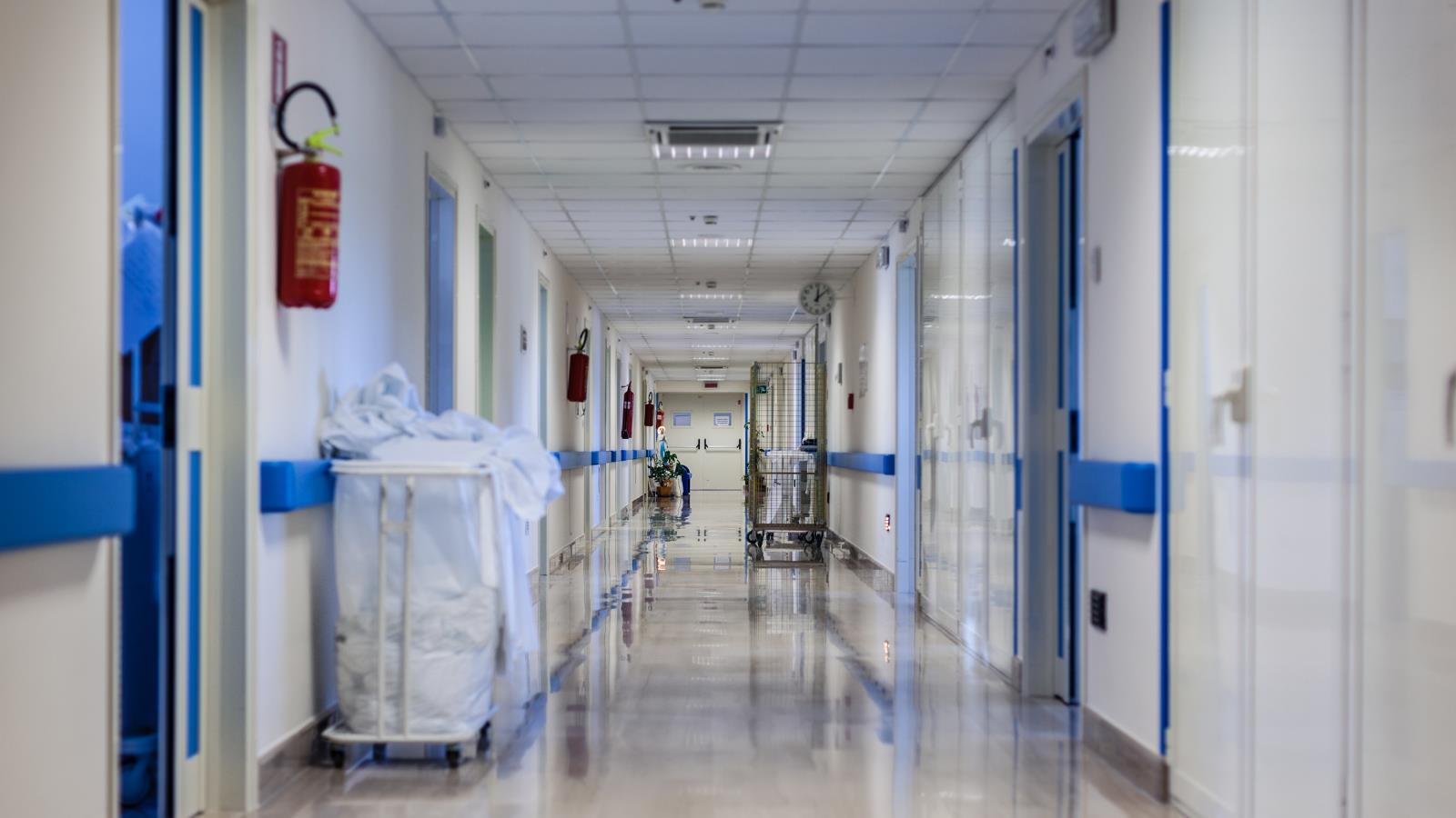 photo of an empty hospital hallway