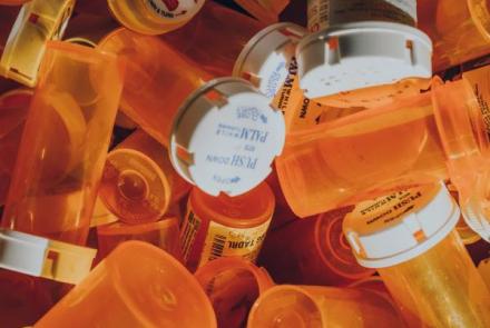 Clear orange medication bottles