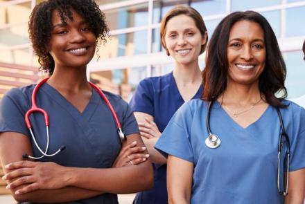 Healthcare workers of various ethinicities