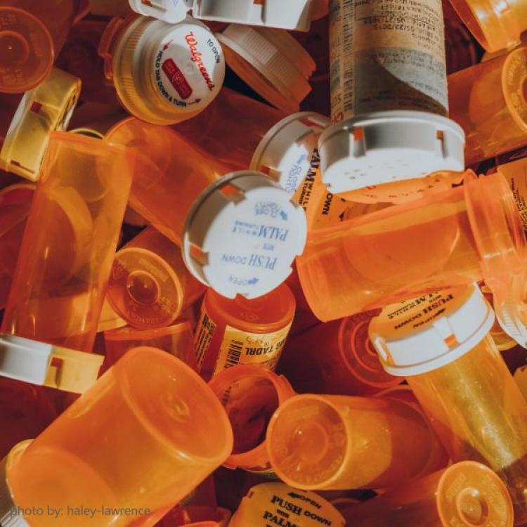 Clear orange medication bottles